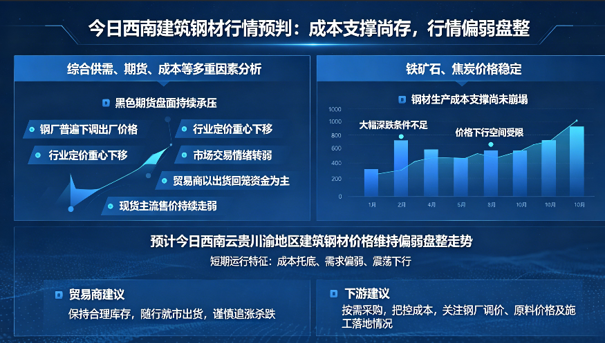 5月14日西南建筑鋼材市場期貨承壓成交疲軟 短期行情偏弱盤整